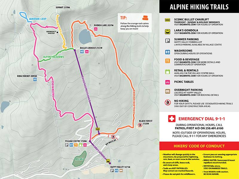 Big White summer hiking map 2025